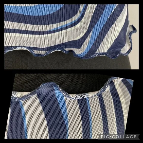 Shein Tank Top Women's Size L US 8 / 10 Marble Print Mesh Cropped Festival Club - Picture 10 of 12